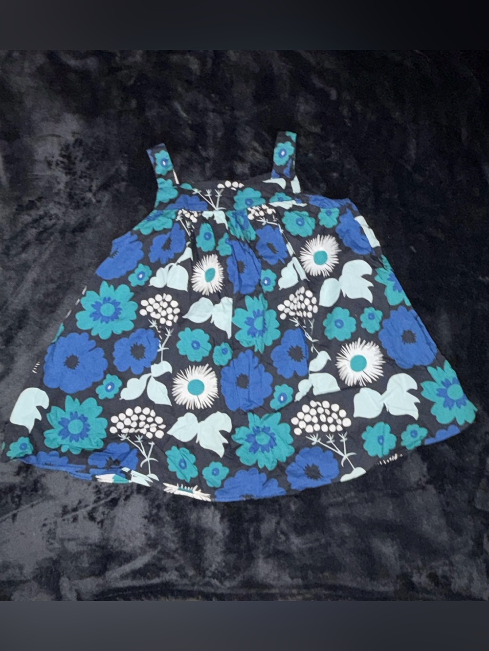 Marimekko Girls Floral Tank Top - Black, Blue & Teal